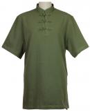 半袖チャイナ風Tシャツ　モスグリーン(男性用)