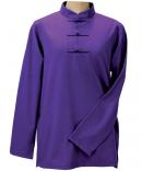 長袖チャイナ風Tシャツ(袖ボタンな無し)　紫