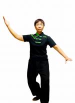 半袖チャイナ風Tシャツ　黒&緑プリント