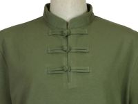 半袖チャイナ風Tシャツ　モスグリーン(男性用)