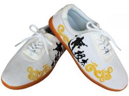 太極拳用帆布刺繍入り靴:白の太極柄(24cm)